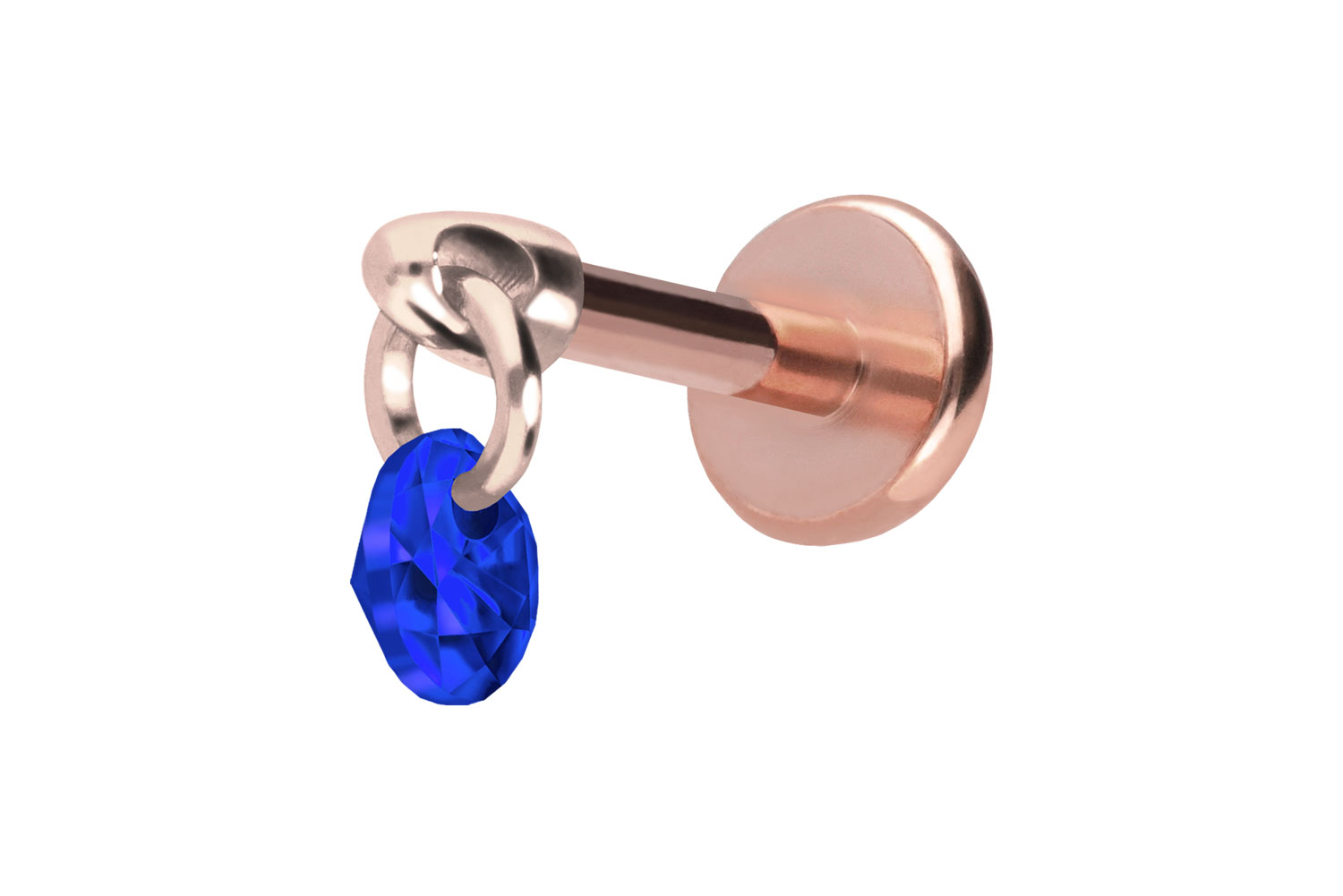 Titan Labret Piercing mit Push Fit RUNDER KRISTALL